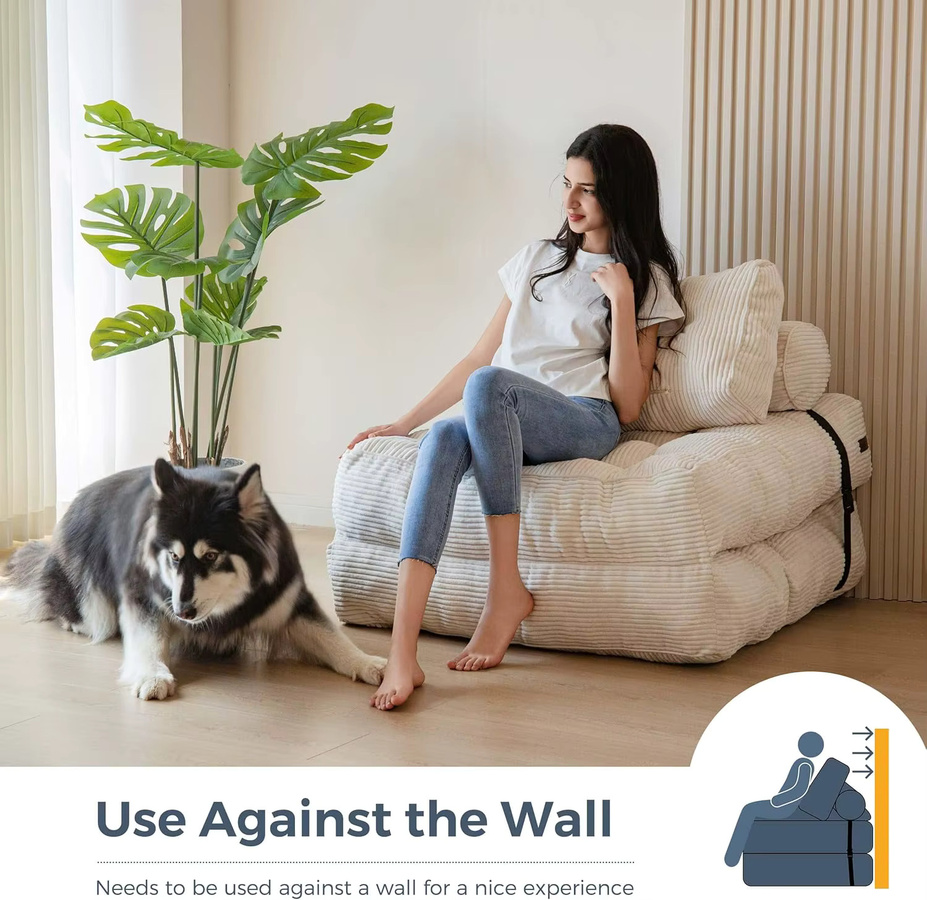 Modulares Ecksofa in Weiß aus Stoff, faltbares Vakuum-Kompressionssofa im nordischen Design für Wohnzimmer und Schlafzimmer - Bild 2