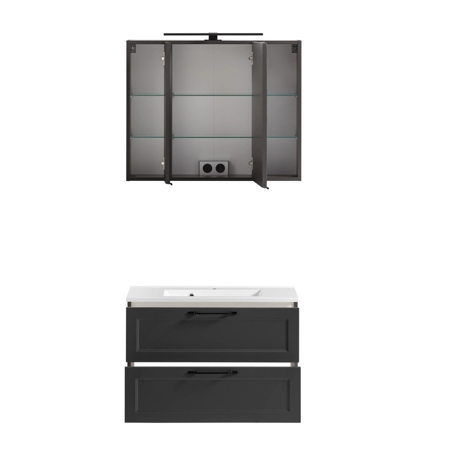 Held Möbel Waschtisch-Set Padua 2-tlg. mit Spiegelschrank in matt Graphitgrau, Breite: 80 cm - Bild 2