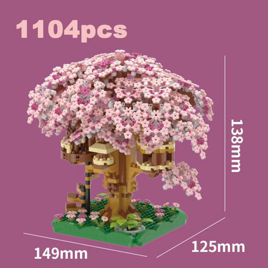 JIMITU Kirschblüte Blume Rosa Baum Haus Zug, Bausteine Modell Set - Bild 3