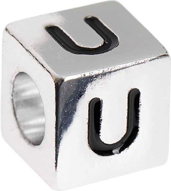 Rico Design itoshii Ponii Beads Buchstabenwürfel in Silber und Schwarz, B/T/H: 1 x 1 x 1 cm - Bild 1