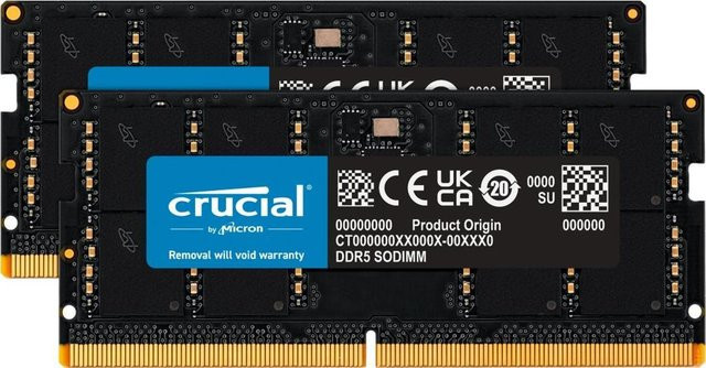 Crucial DDR5 SO DIMM RAM Kit 64 GB (2 x 32 GB) 5600 MHz PC5-44800 CL46 1.1 V non-ECC Schwarz - Bild 1