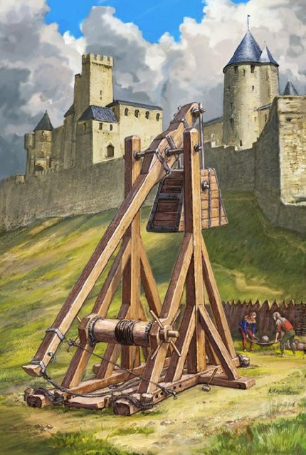 Zvezda Medieval Trebuchet, Ritter, 1:72, Holz - Bild 1