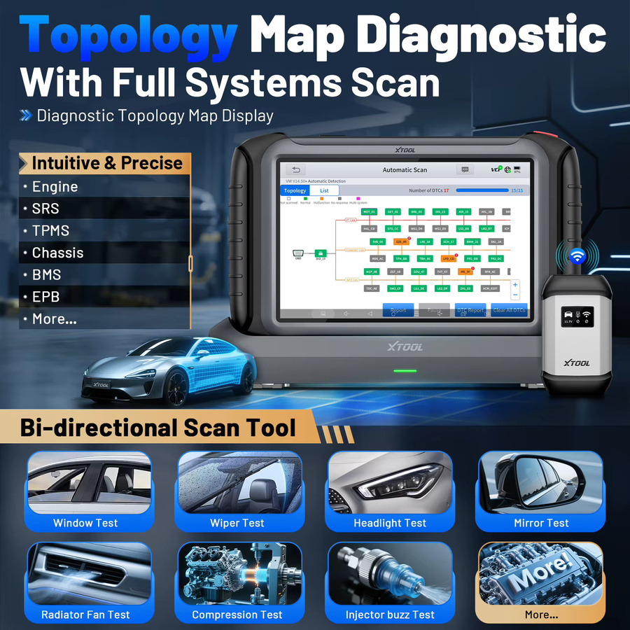 XTOOL INPLUS IP919 Pro Automotive Scanner Schlüsselprogrammierer in Schwarz mit Alle Systemdiagnose, ECU-Programmierung, 51+ Resets sowie CAN FD und DOIP Unterstützung - Bild 4