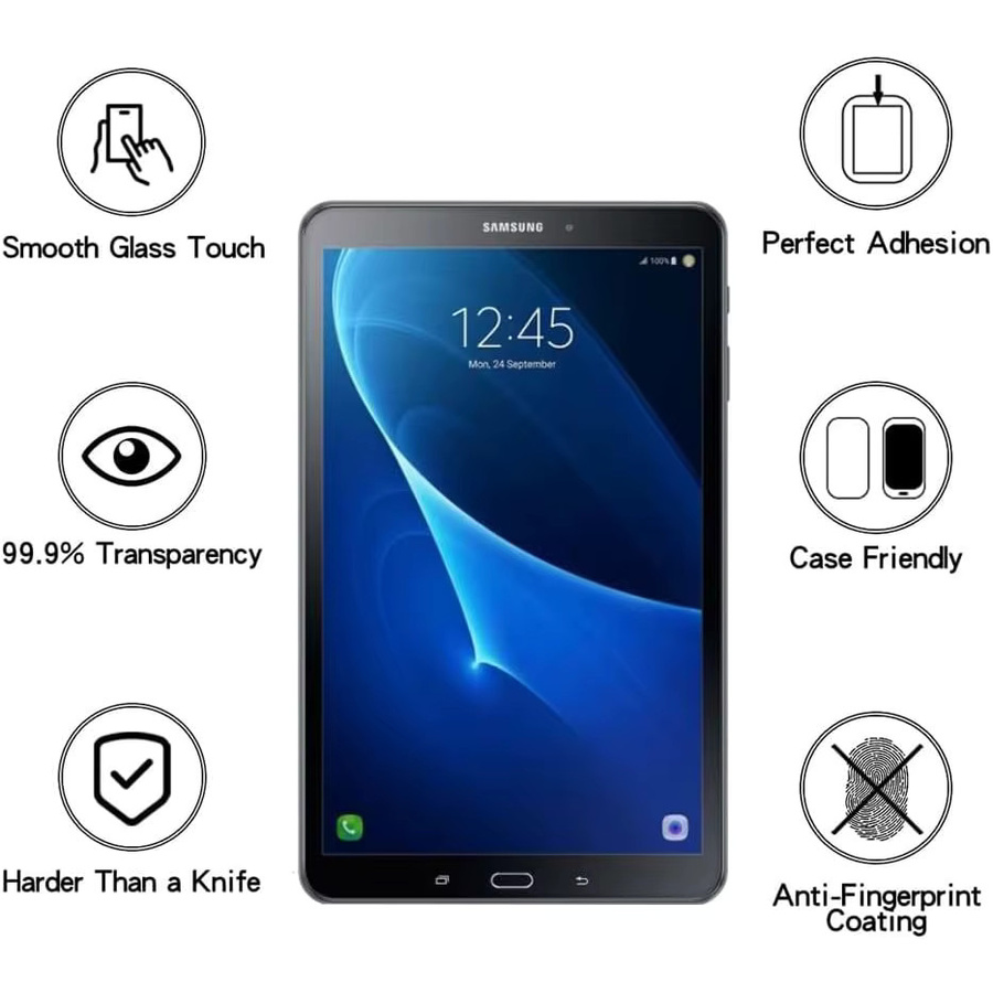 2er-Pack Samsung Galaxy Tab A 10,1'' 2016 SM-T580 T585 Schutzfolie aus 9H gehärtetem Glas, transparent - Bild 2