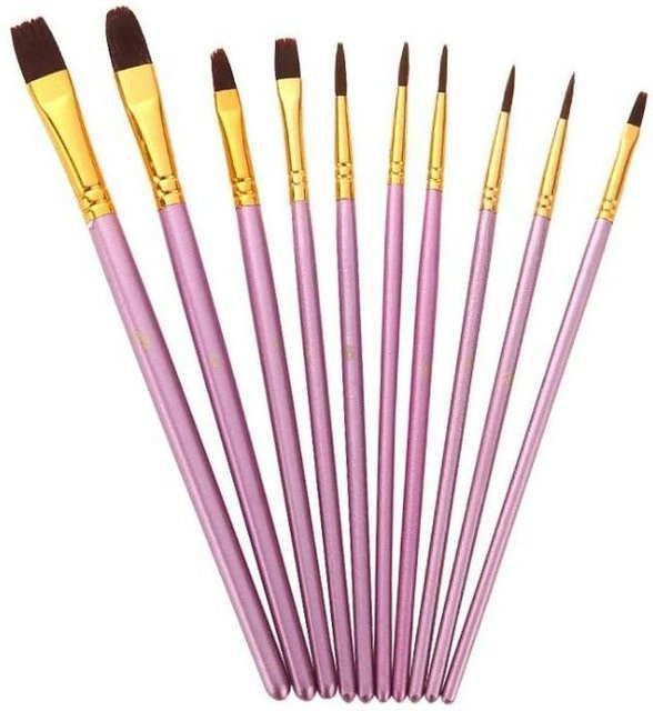 10er Set professionelle Aquarell- und Gouache-Pinsel mit runden Nylonhaaren in Lila - Bild 1