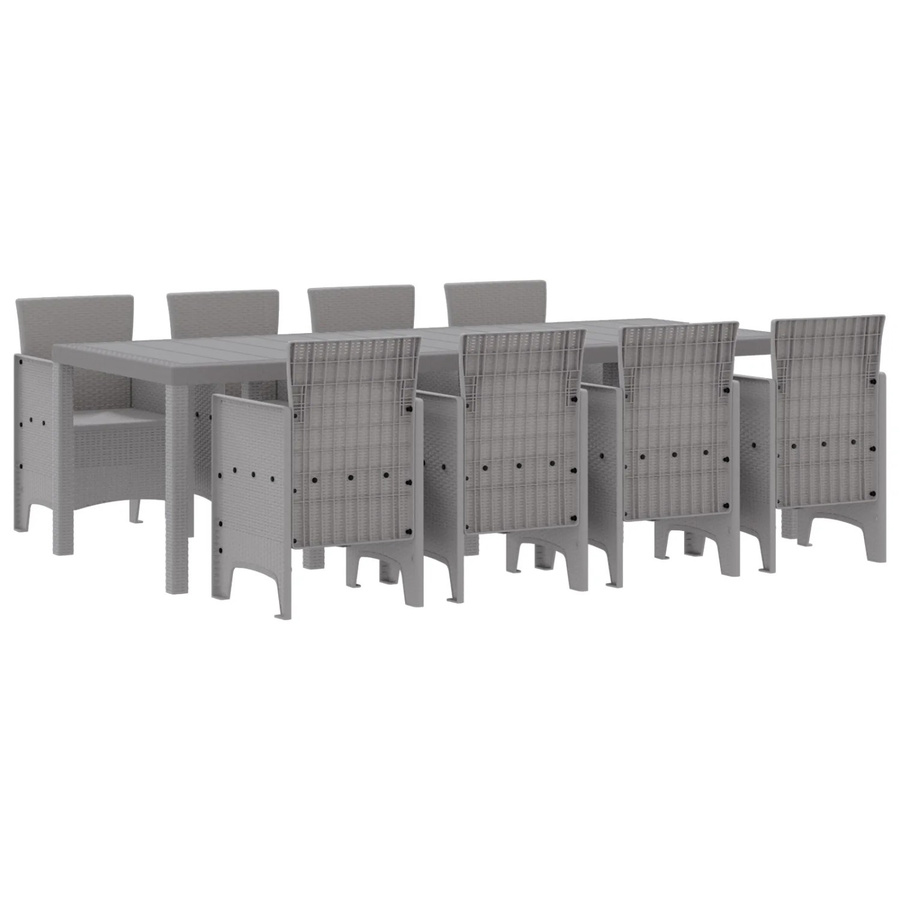vidaXL 9-teilige Garten-Essgruppe aus Poly-Rattan in Weiß und Grau - Bild 2