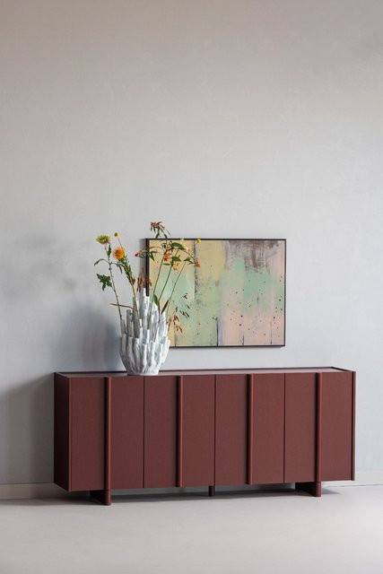Sideboard MOUTIQUE LILOU aus Massivholz Kiefer in Rot, B/T/H: 200 x 46 x 85 cm - Bild 1