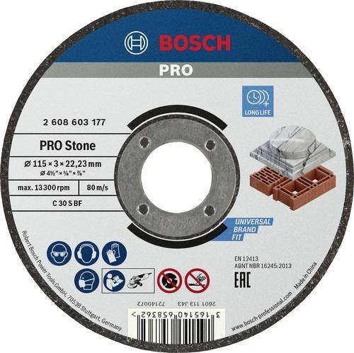 Bosch Trennscheibe gerade für Stein, Durchmesser: 115 mm, Grau - Bild 1