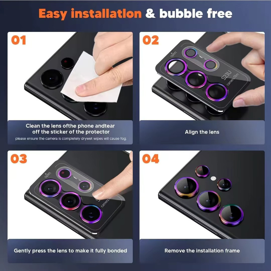 Samsung Kamera Objektiv Schutz aus Metall mit gehärtetem Glas für Galaxy S24 Ultra und S24 Plus in Multicolour - Bild 4
