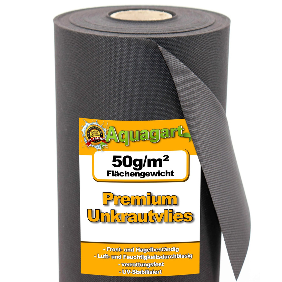 Aquagart Gartenvlies Unkrautvlies Mulchvlies Schwarz 10m² Breite: 1,6 m - Bild 2