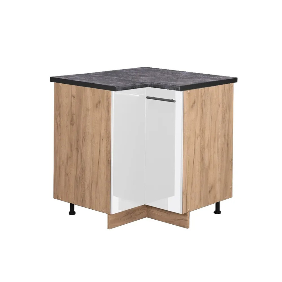Vicco Eckunterschrank Fame-Line Küchenschrank in Weiß Hochglanz und Anthrazit mit Soft-Close-Türen, B/T/H: 80,5 x 60,0 x 82,0 cm - Bild 2