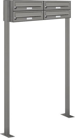 Freistehendes Briefkasten-System von AL BRIEFKASTENSYSTEME für 4 Parteien in Grau, B/H/T: 84,6 x 150 x 27,5 cm - Bild 1