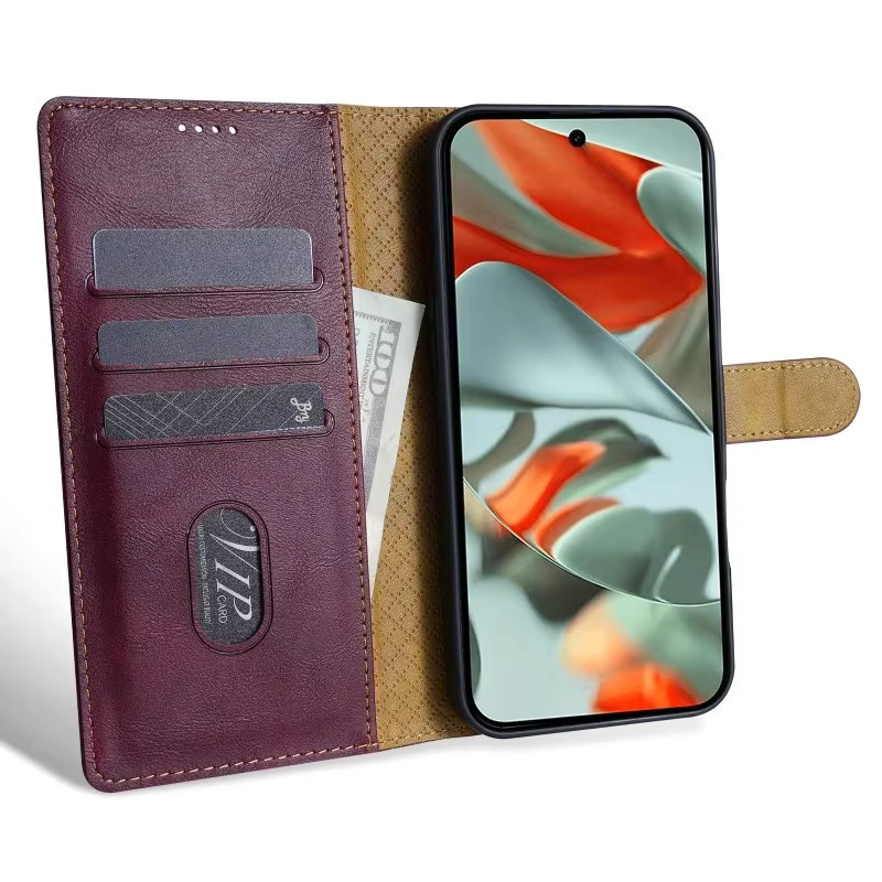 Leder Flip Brieftasche mit Schnalle für Google Pixel 10 Pro XL 9 8 7 6 in Blau mit Kartenfächern - Bild 3