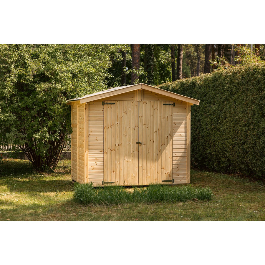 Holz-Gartenhaus Geräteschuppen mit Satteldach in Braun, Unbehandelt, B: 190 cm, H: 80 cm, T: 70 cm - Bild 2