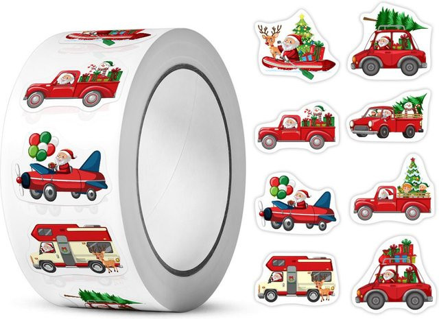 500 Stück Frohe Weihnachten Aufkleber von TYFYO, rund, Durchmesser: 2,5 cm, bunt, Weihnachtsdekoration für Geschenke und Schreibwaren - Bild 1