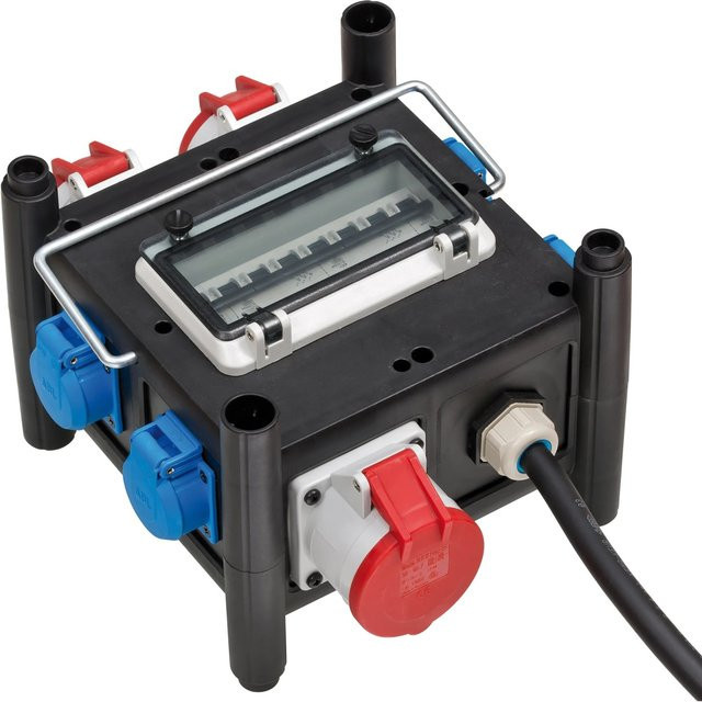 Brennenstuhl Kompakter Gummi-Stromverteiler 7-fach IP44 Schwarz Blau Rot mit 1 x CEE 400 V/32 A, 2 x CEE 400 V/16 A und 4 x 230 V/16 A Steckdosen - Bild 2