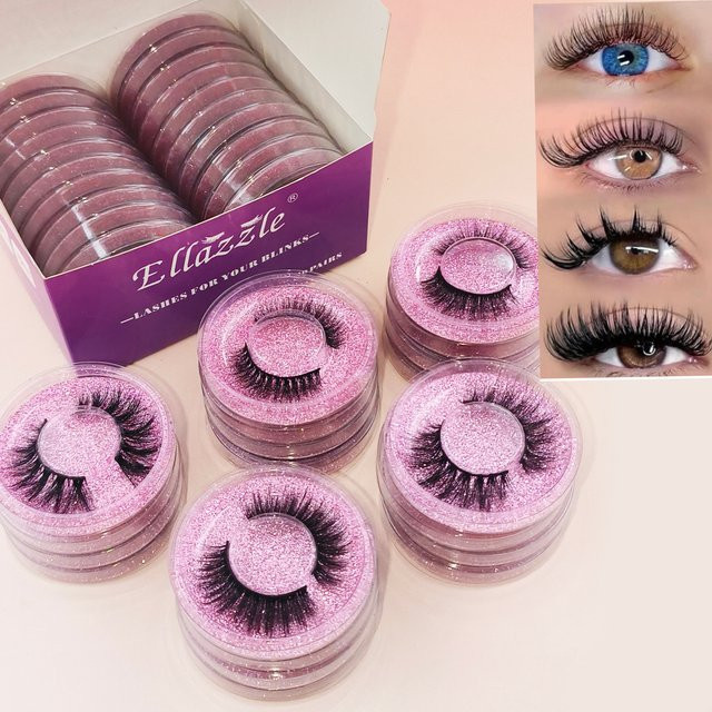 Ellazzle 3D-Nerzwimpern, 20 Paar, natürlich, Unisex - Bild 1