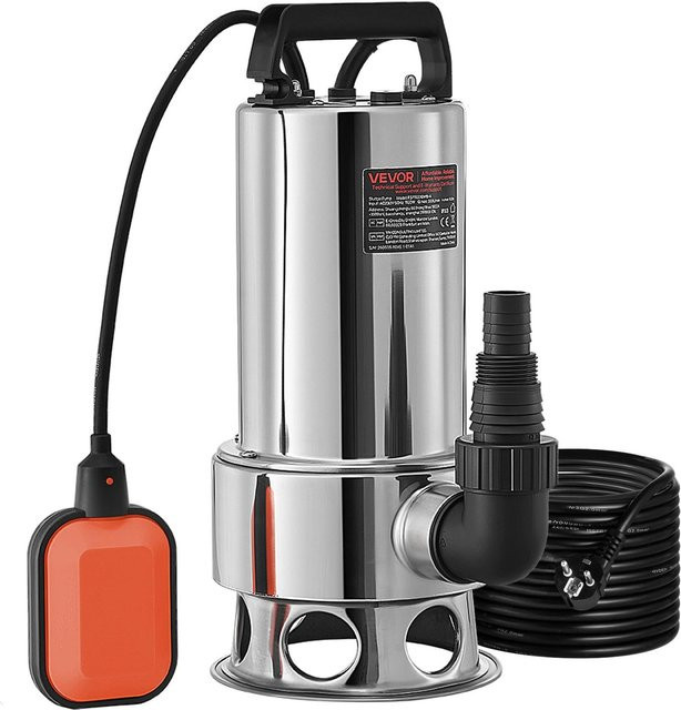 Buying Solutions MB Tauchpumpe aus Edelstahl und Gusseisen in Silber mit 1300W, 20000L/H und Automatik-Schwimmerschalter für Schmutz- oder Klarwasser sowie 10 m Kabel - Bild 1