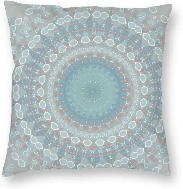 Evich Mandala Om Kissenbezug in Gold und Blau für Yoga und Meditation, quadratisch, B/T/H: 50 x 50 x 0 cm - Bild 1