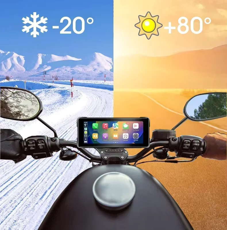 Jansite 6,86 Zoll Motorrad DVR mit GPS Navigation, Wireless CarPlay und Android Auto, IPX7 Wasserdicht, Dual Bluetooth, Schwarz - Bild 4