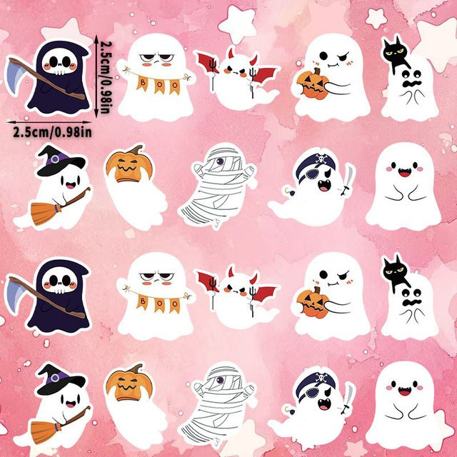 500 Stück Halloween-Geister und Weihnachts-Aufkleber von LanLanStickersWorld in Multicolour als Klebeetiketten für Kinder, Süßigkeiten und Geschenke - Bild 1