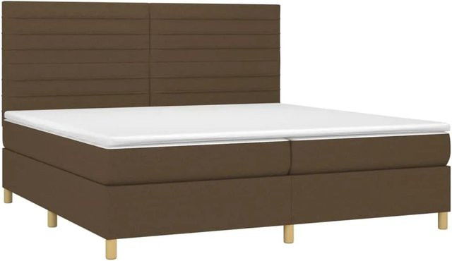 vidaXL Boxspringbett Hybrid mit Matratze und LED-Unterbettbeleuchtung in Dunkelbraun und Weiß, B/T/H: 200 x 203 x 128 cm - Bild 1