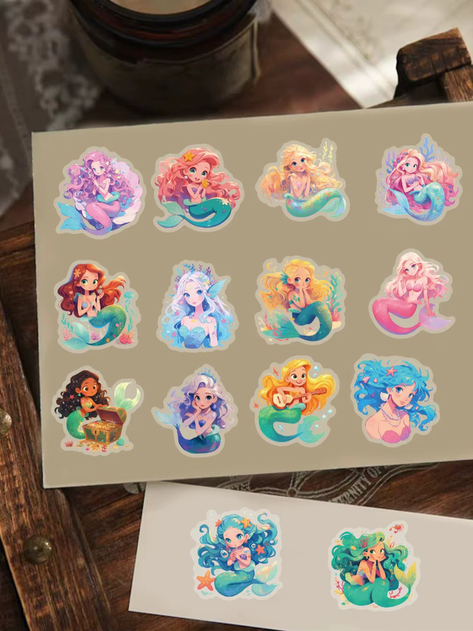 50 Meerjungfrauen Sticker Set in Multicolour für Wasserflaschen, Laptops und Dekoration - Bild 2