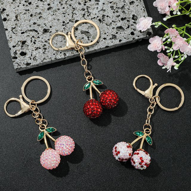 kefeng jewelry Schlüsselanhänger Kirsche, Legierung, Strass, Damen - Bild 1