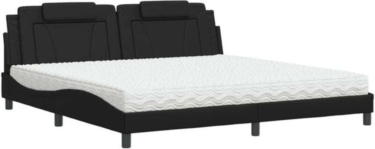Polsterbett Viana von vidaxl mit Matratze in Schwarz aus Kunstleder, B/T: 200 x 200 cm - Bild 1