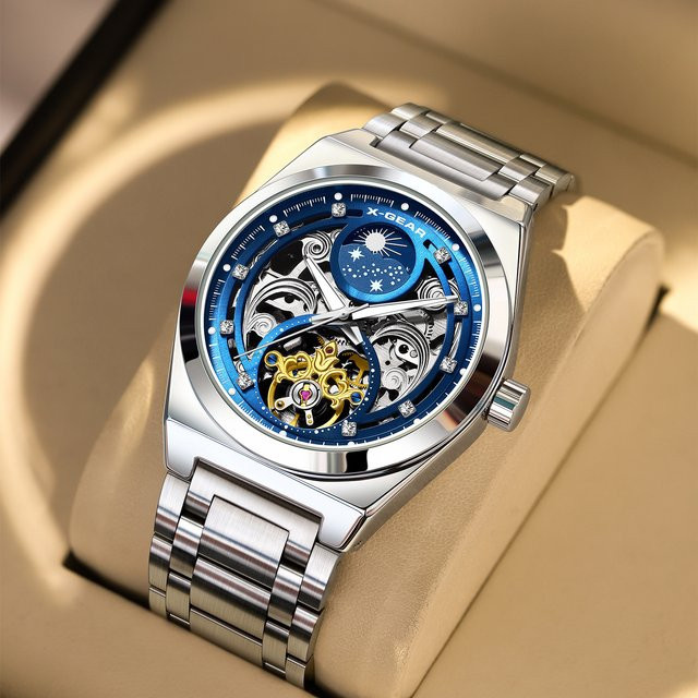 X-GEAR Armbanduhr Automatik, Edelstahl, Blau, Herren - Bild 1