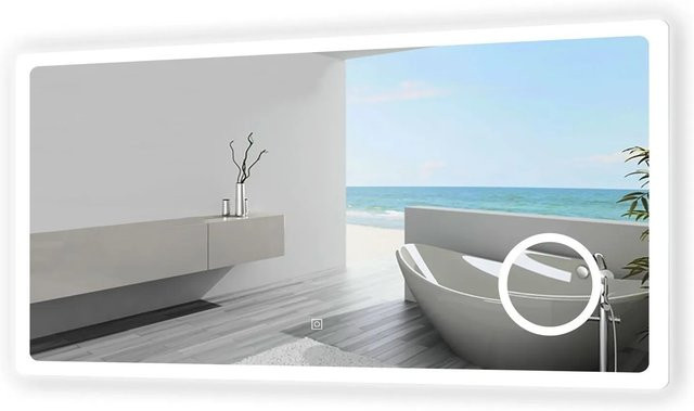 Aica Sanitär Badspiegel mit Schminkspiegel und LED Beleuchtung, B: 120 cm, dimmbar mit Memory Touch Wandschalter - Bild 1