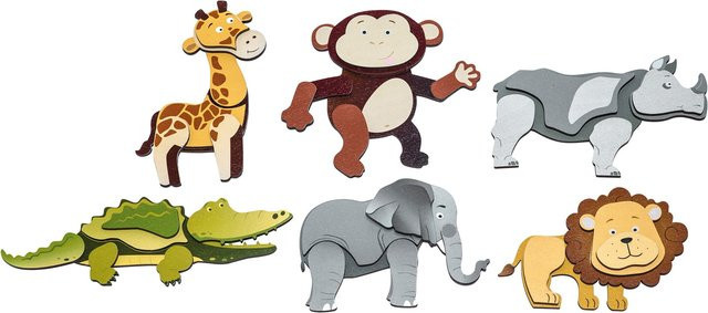 Eduplay Magnetpuzzle Wildtiere, 6-teiliges Set, ab 3 Jahren - Bild 1