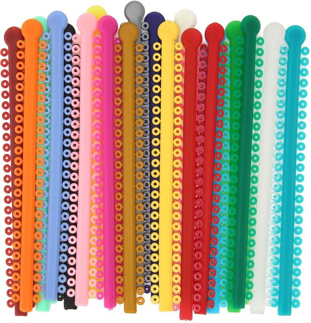 20 Streifen kieferorthopädische Ligatur Krawatte PU elastische mehrfarbige kieferorthopädische Ligatur Ring Zubehör - Bild 1