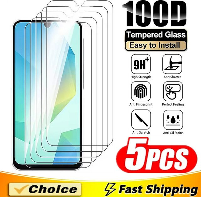 5er Pack Panzerglas Display Schutz für Samsung Galaxy A16 A56 A55 A54 A53 A52 A52S A51 A71 A36 A35 A34 A33 A32 A13 M31 M51 S10E S20FE in Transparent - Bild 1