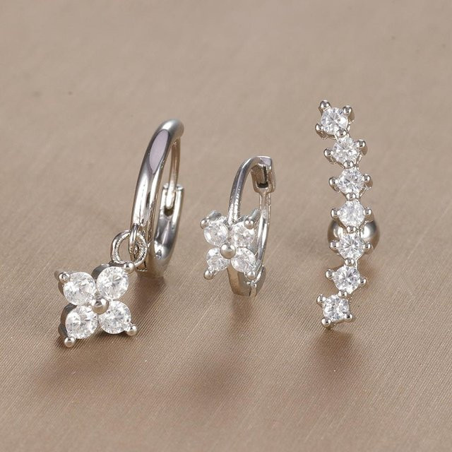 TuiYing Schmuck-Set, Creolen, Edelstahl, Zirkonia, Schwarz, Damen - Bild 1
