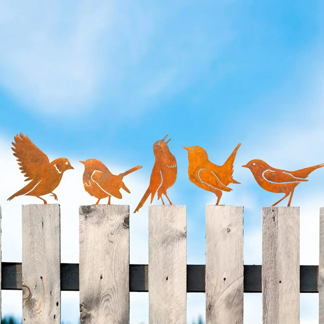 CIFBUY Rostige Vogelsilhouette aus Metall als rustikale Gartenkunst in Braun für deinen Hof und deine Terrasse - Bild 1