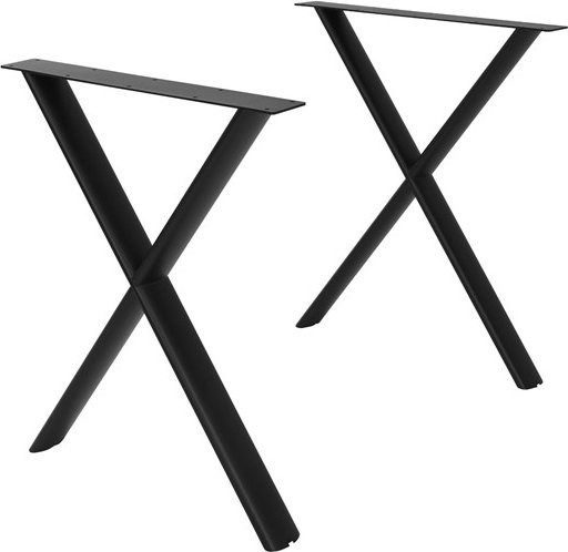 ML-DESIGN Tischbeine 2er Set X-Form mit ovalem Profil aus Stahl in Schwarz Matt, Tischgestell für Esstisch und Schreibtisch, Höhe: 72 cm, Breite: 60 cm - Bild 1
