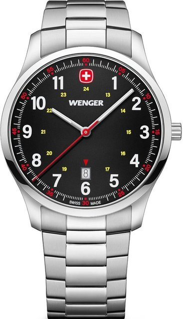 Wenger Herrenuhr City Sport, Quarz, Edelstahl, 42 mm, Schwarz, 5 ATM - Bild 1