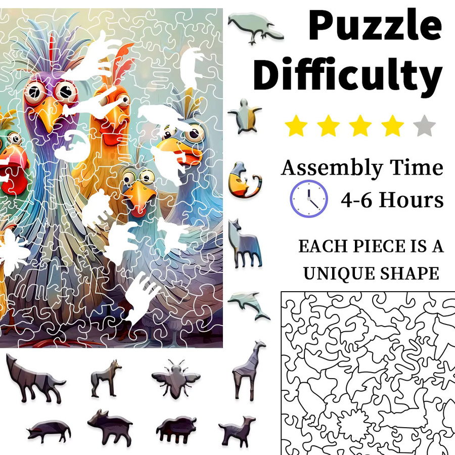 Supretty Hähnchenfamilien Holzpuzzle, Tiere, Bunt / Mehrfarbig - Bild 4