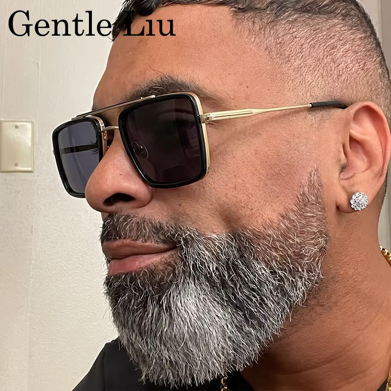 GENTLE LIU Sonnenbrille, Quadratisch, Metall, Vollrand, Herren - Bild 5