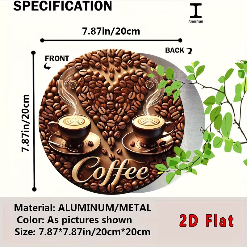 Potdemiel Aluminium-Wandkunstschild Kaffeelegeisterte in Braun, Quadratisch, B/H: 20,32 x 20,32 cm - Bild 4
