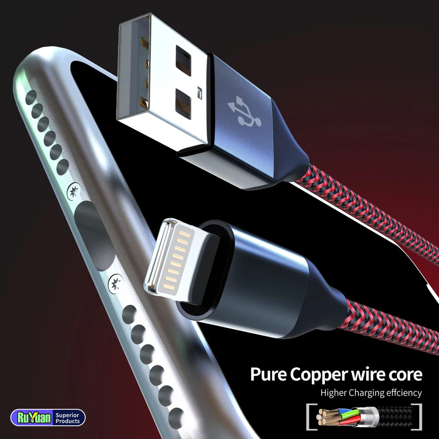 LAIHONEN USB-A zu Lightning Ladekabel 12W MFi-Zertifiziert Rot Kompatibel mit iOS und iPhone 14/13/12/11 - Bild 5