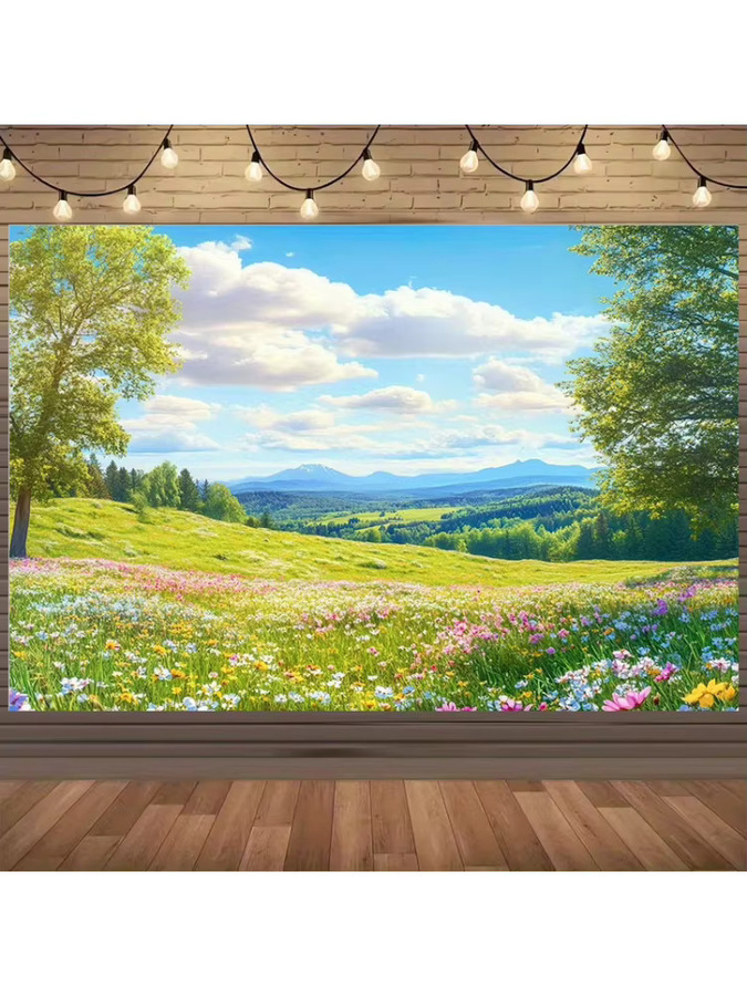 VIKAMA Fotografie-Hintergrundtuch Frühlingsblumenmeer in Mehrfarbig für Hochzeiten, Osterfeiern und Dekorationen - Bild 3