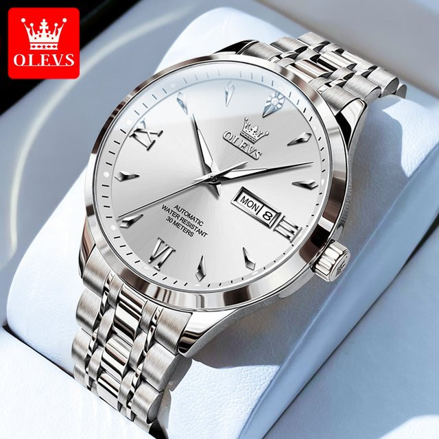 OLEVS Armbanduhr Automatik, Edelstahl, Diamant, Herren - Bild 1