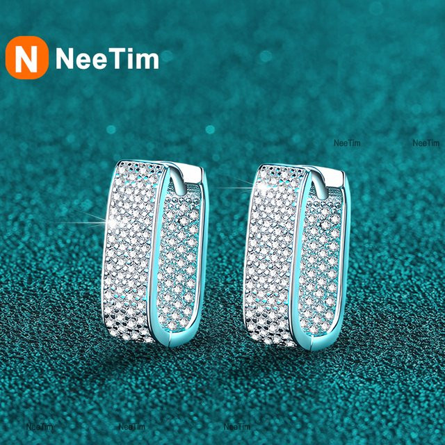 NeeTim Creolen, 925 Silber, Moissanit, Damen - Bild 1