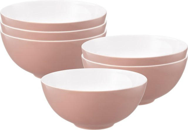 Seltmann Weiden Life Fashion Servierschüsseln aus Keramik, 6er Set, Weiß und Pink, Durchmesser: 21 cm - Bild 1