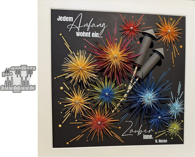 Faltbare Blumen-Metall-Stanzform in Silber für Weihnachtskarten, Scrapbooking und Papierhandwerk - Bild 1