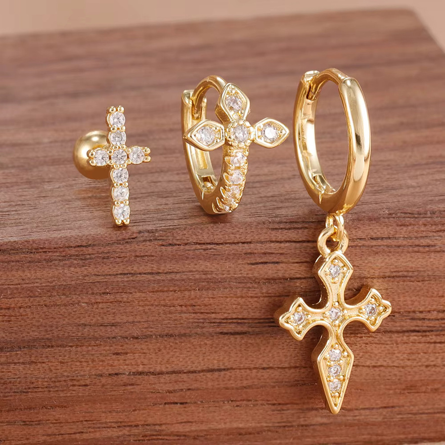 Maodane Ohrringe Set, Edelstahl, Zirkonia, Gold, Damen - Bild 2