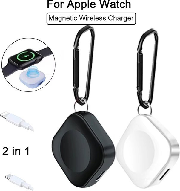 Fomscvka Tragbares kabelloses Schnellladegerät für Apple Watch mit USB-C und 8-Pin Schnittstellen in Grün - Bild 1