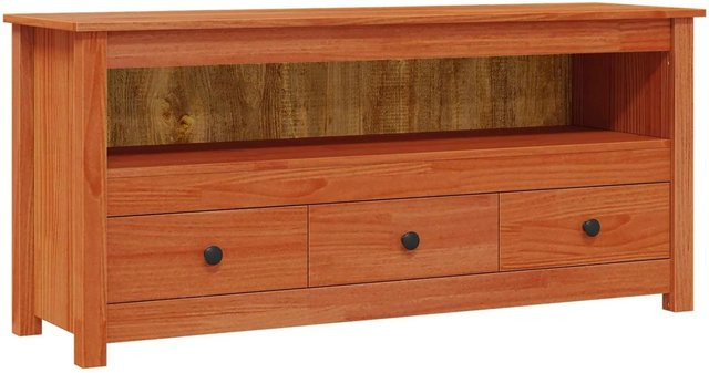 vidaXL TV-Schrank aus massivem Kiefernholz in Wachsbraun, B/T/H: 114 x 35 x 52 cm - Bild 1